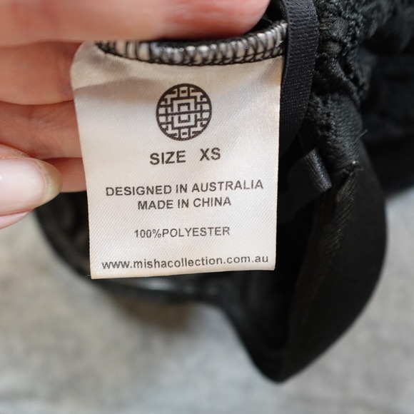 Misha Dress Womens Extra Small Flora Crochet Black Midi Bustier Boning - Picture 8 of 12